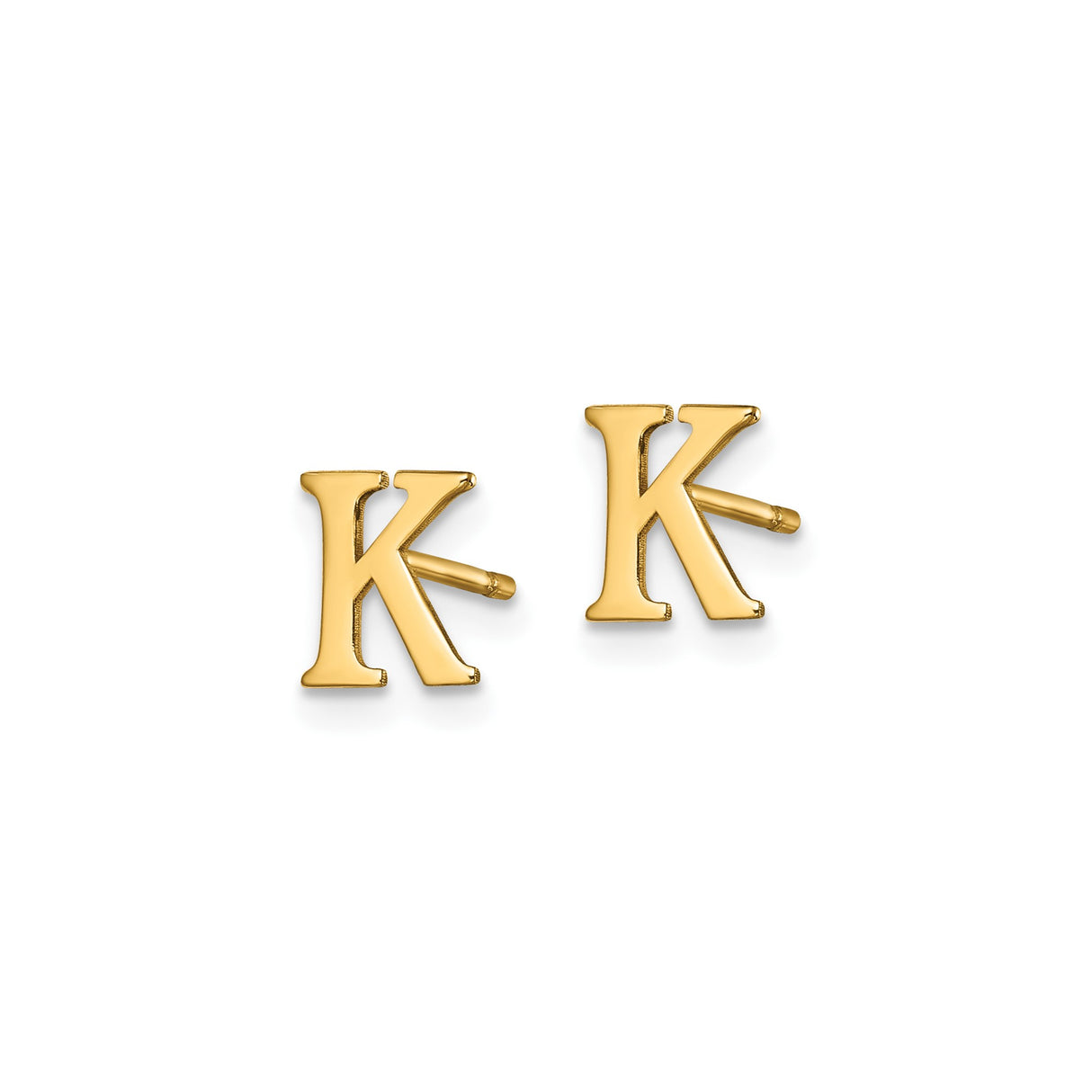 Sterling Silver Letter K Stud Earring, Polished Alphabet Jewelry for Women and Unisex Wear