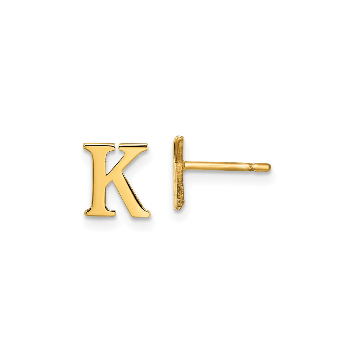 Sterling Silver Letter K Stud Earring, Polished Alphabet Jewelry for Women and Unisex Wear