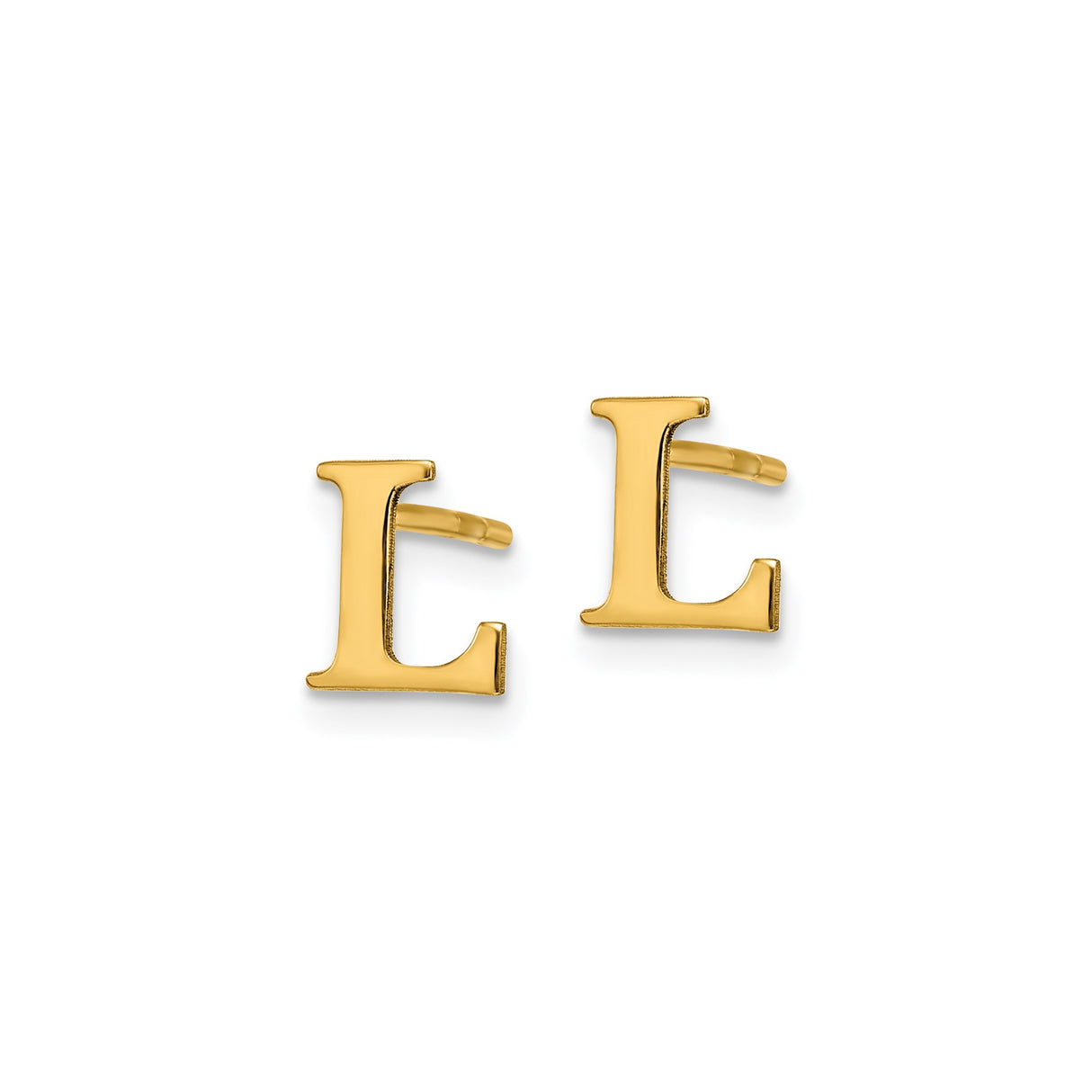 Sterling Silver Initial Stud Earring, Letter L, Polished Block Font, Minimalist Unisex Design