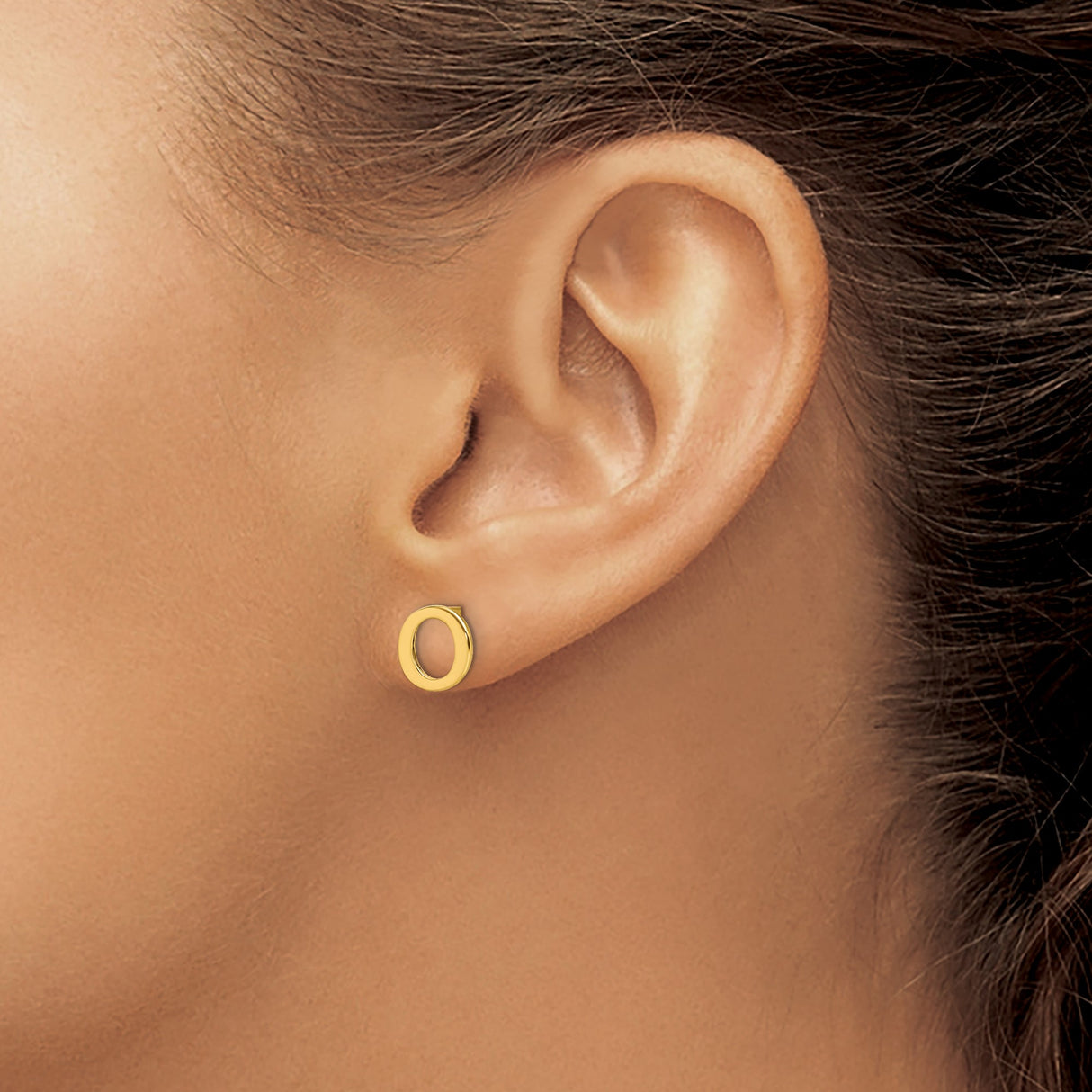 Sterling Silver Open Circle Stud Earrings, Minimalist Round Geometric Design for Women