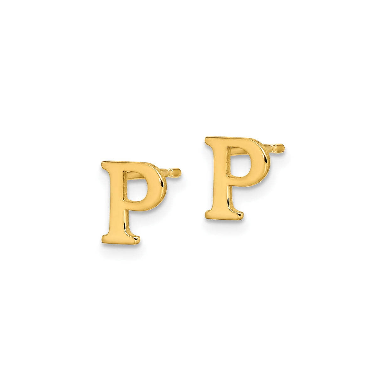 Sterling Silver Letter P Stud Earring, Gold Plated, Minimalist Alphabet Jewelry