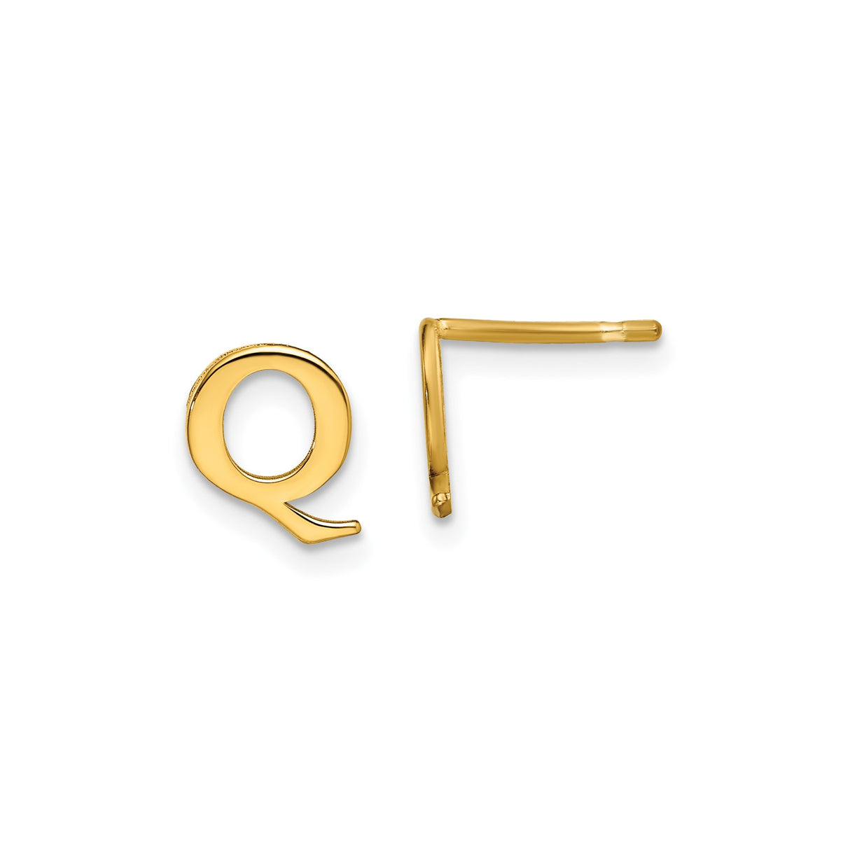 Sterling Silver Letter Q Stud Earring, Minimalist Initial Monogram Jewelry for Women