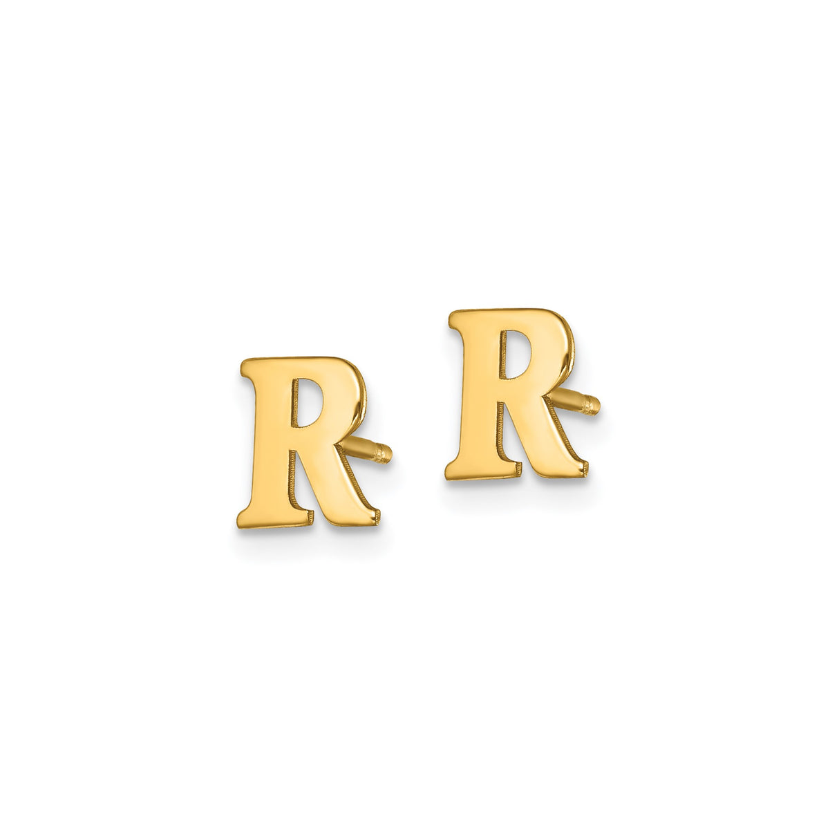 Sterling Silver Letter R Stud Earring, Polished Alphabet Jewelry for Women and Unisex Wear