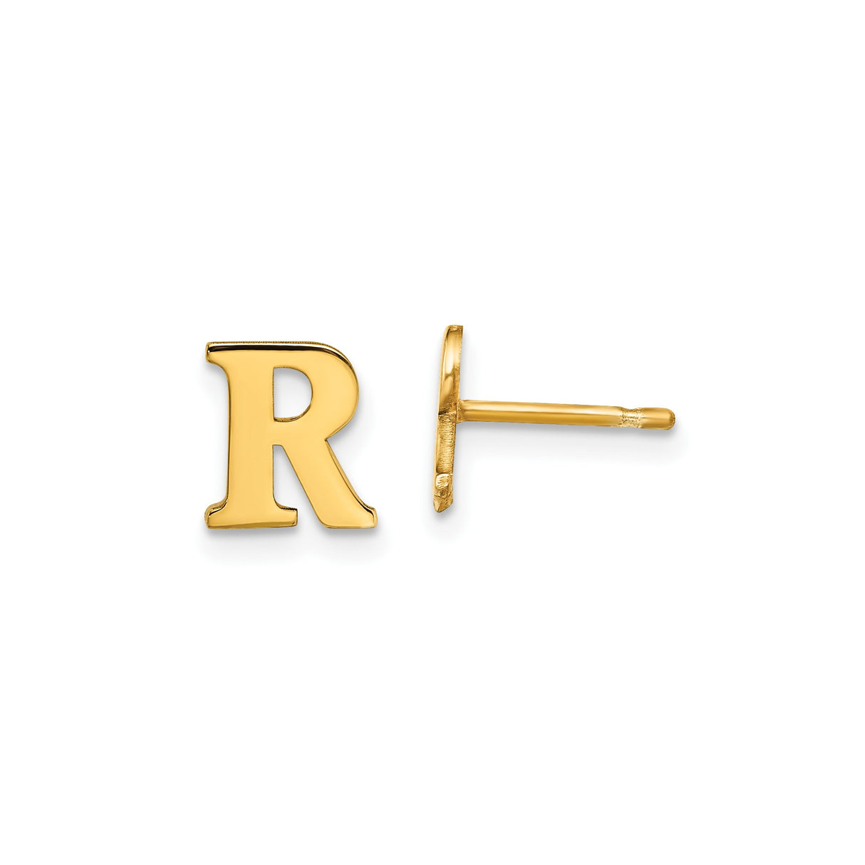 Sterling Silver Letter R Stud Earring, Polished Alphabet Jewelry for Women and Unisex Wear