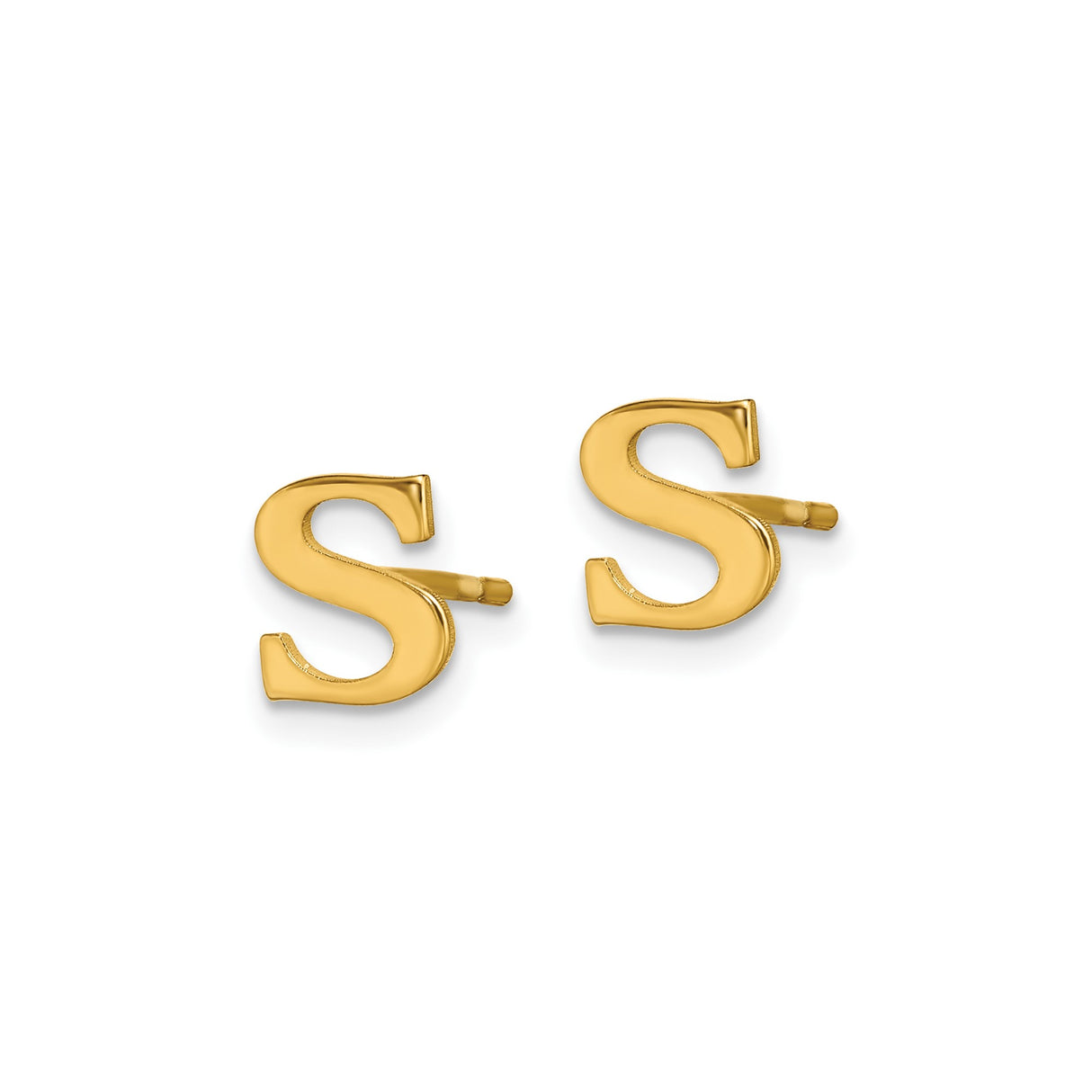 Sterling Silver Letter S Stud Earrings, Polished Monogram Alphabet Design