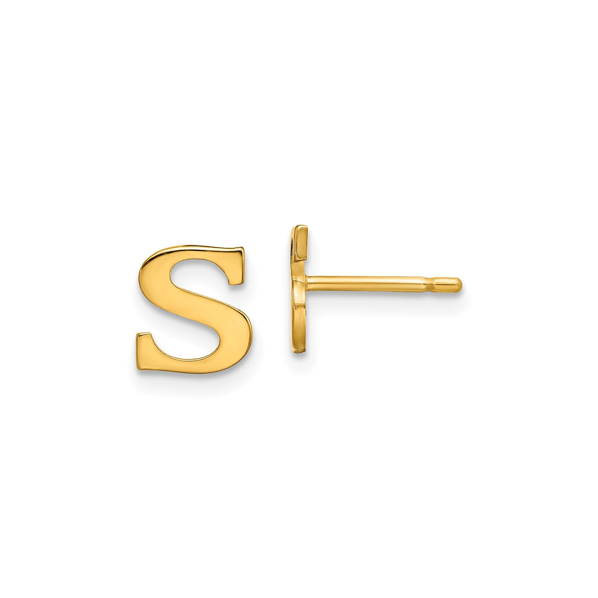 Sterling Silver Letter S Stud Earrings, Polished Monogram Alphabet Design