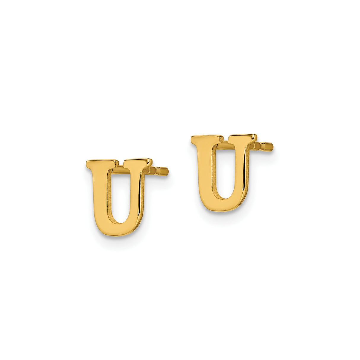 Sterling Silver Letter U Stud Earrings, Minimalist Monogram Alphabet Design
