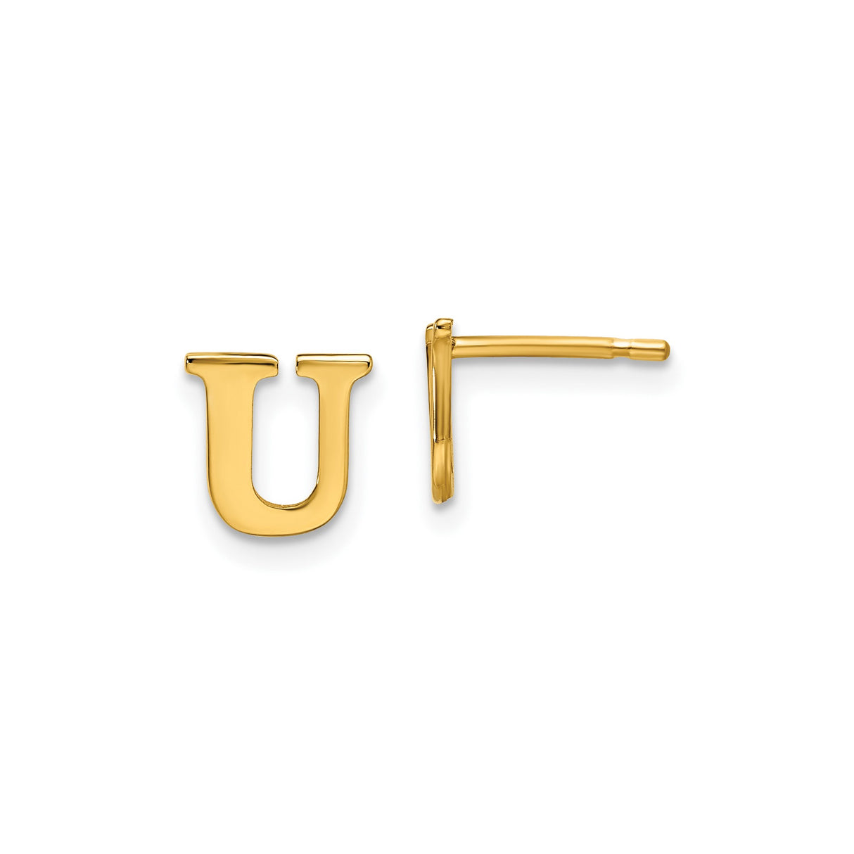 Sterling Silver Letter U Stud Earrings, Minimalist Monogram Alphabet Design