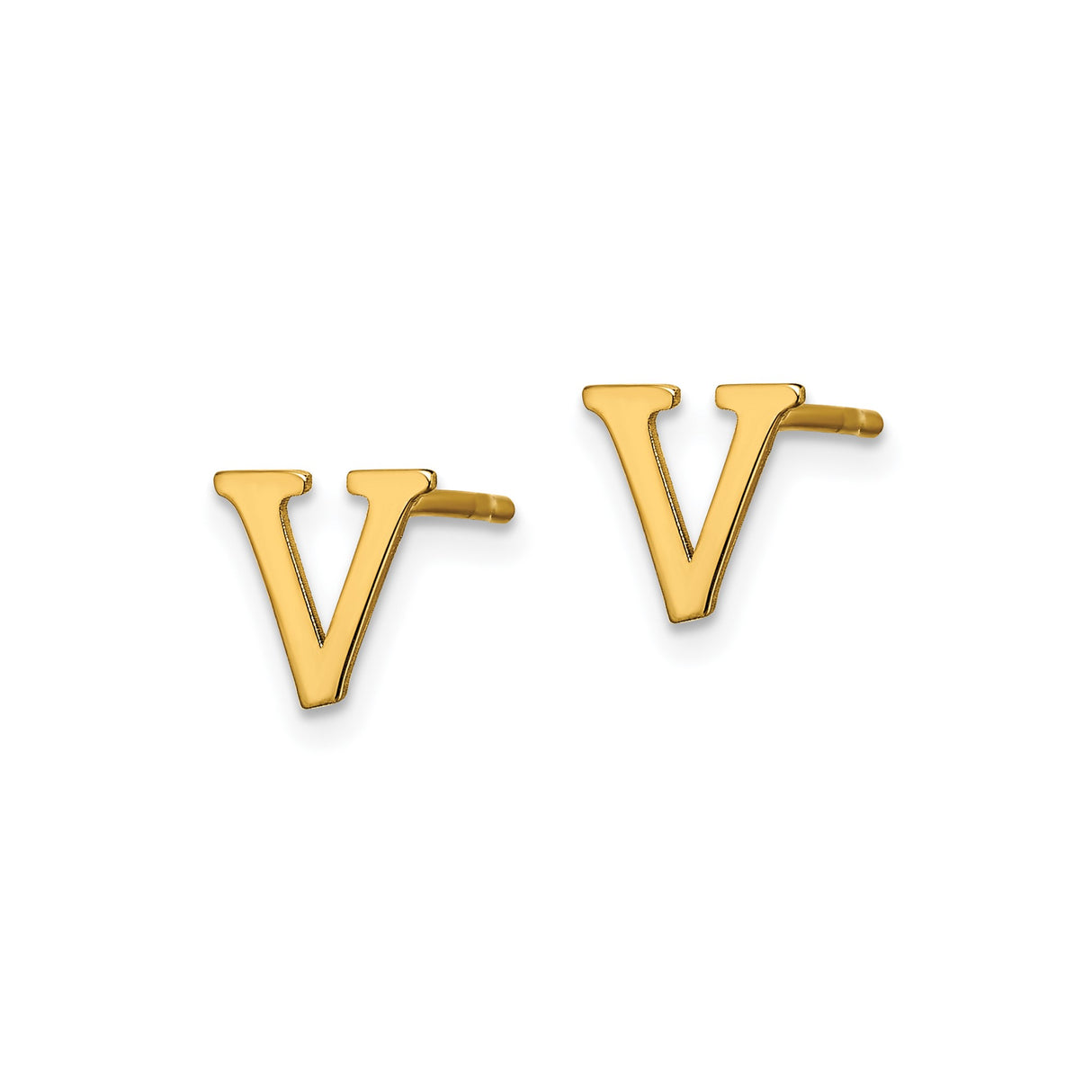 Sterling Silver Initial Earrings, Letter V Studs in Modern Serif Font, Minimalist Alphabet Jewelry