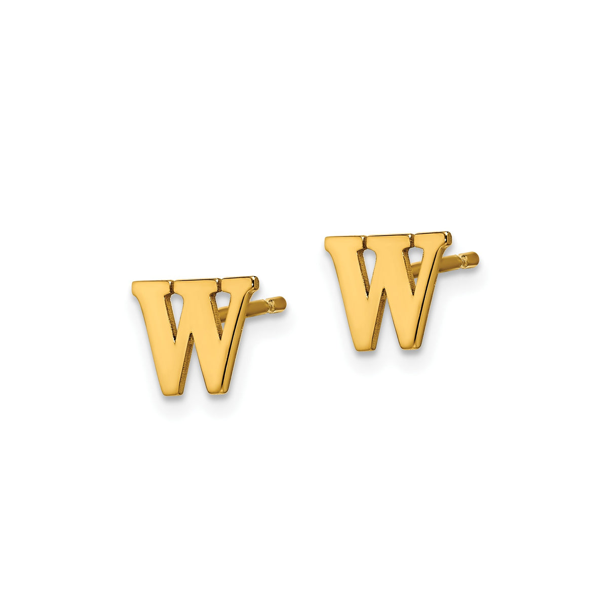 Sterling Silver Letter W Stud Earring, Bold Serif Font Initial Jewelry for Women