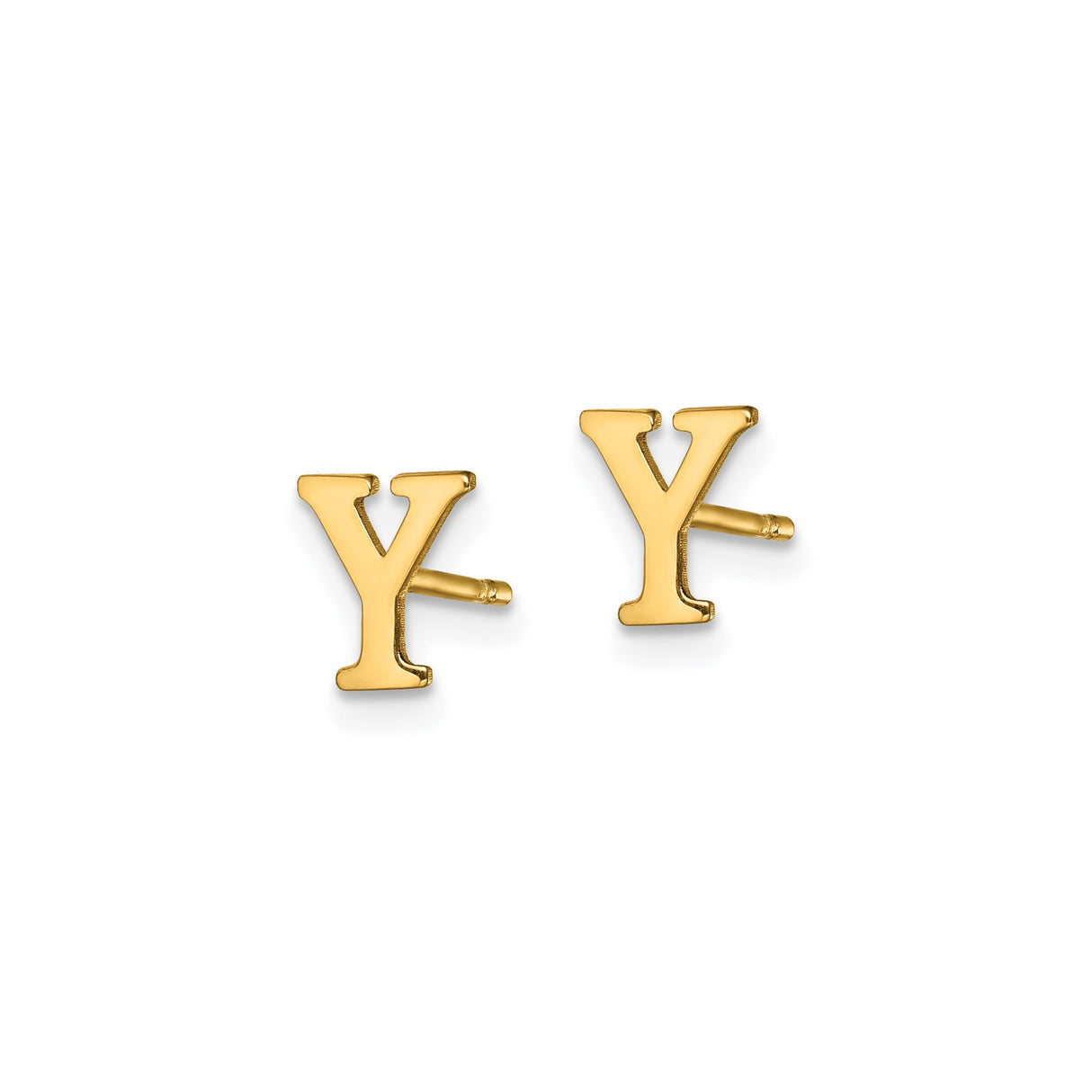 Sterling Silver Letter Y Stud Earring, Polished Finish, Minimalist Monogram Style for Women and Men