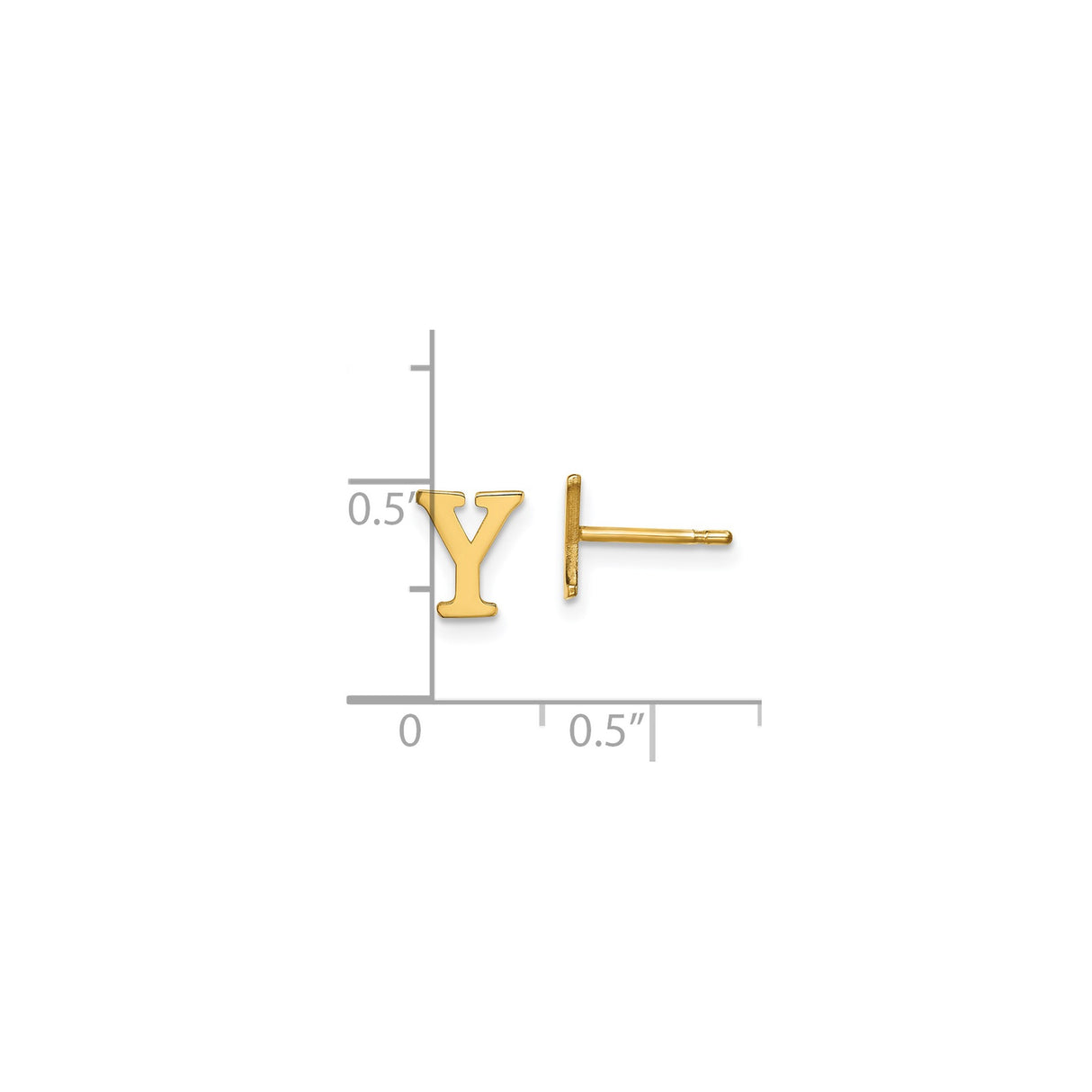 Sterling Silver Letter Y Stud Earring, Polished Finish, Minimalist Monogram Style for Women and Men