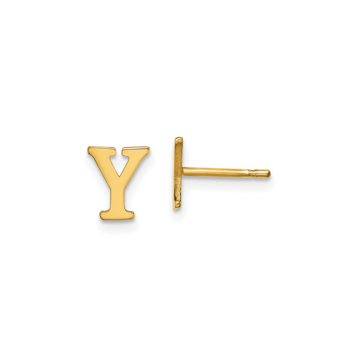 Sterling Silver Letter Y Stud Earring, Polished Finish, Minimalist Monogram Style for Women and Men