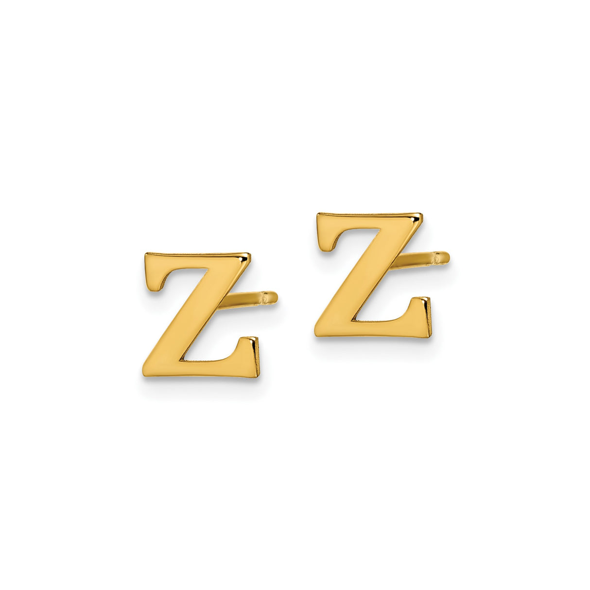 Sterling Silver Z Initial Stud Earring, Gold Plated Letter Jewelry, Modern Monogram Style