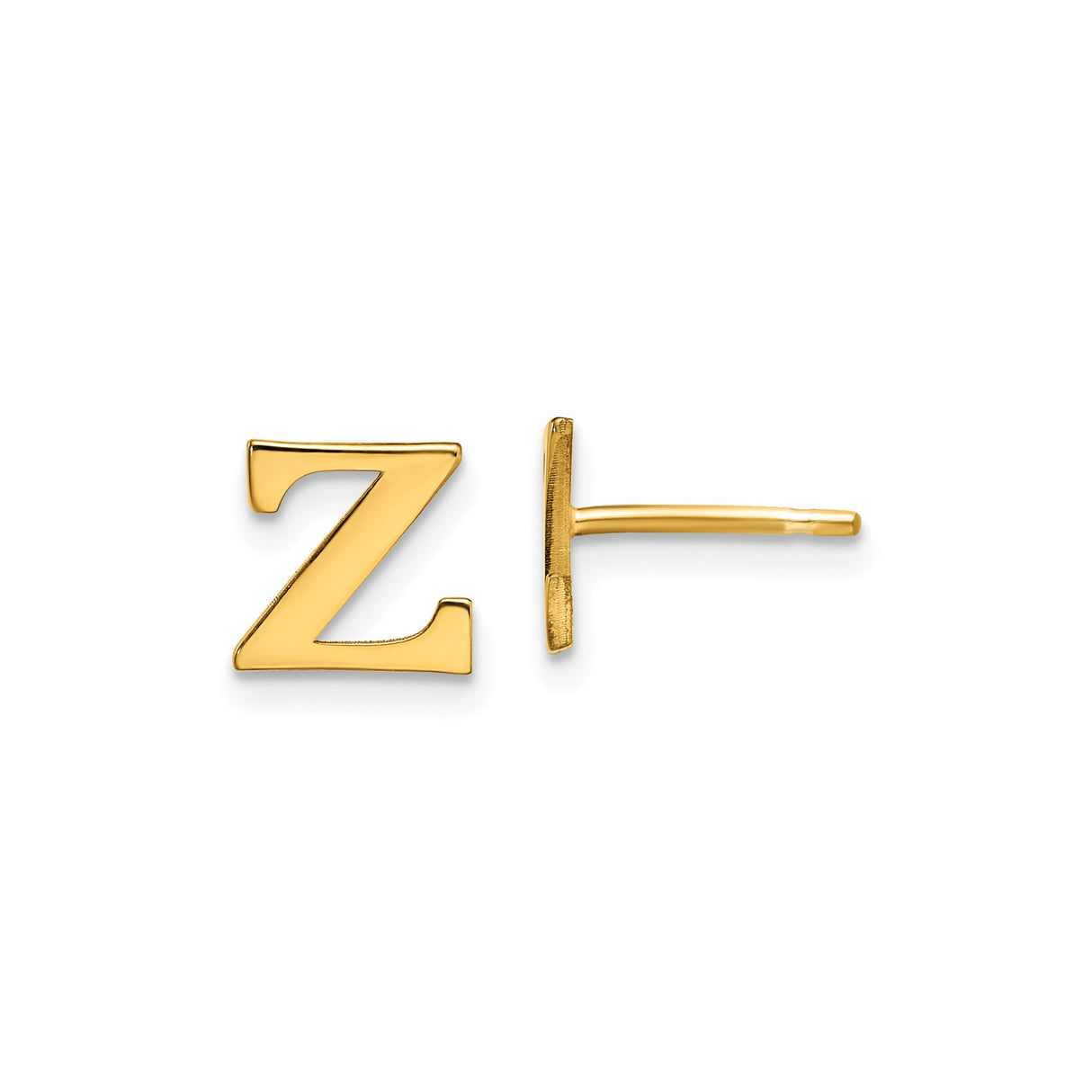 Sterling Silver Z Initial Stud Earring, Gold Plated Letter Jewelry, Modern Monogram Style
