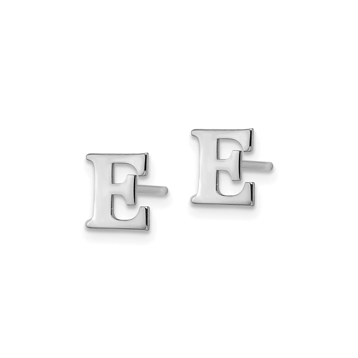 Sterling Silver Letter E Stud Earrings, Block Serif Initial Design, Unisex Minimalist Style