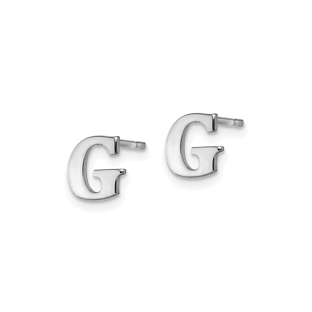 Sterling Silver Letter G Stud Earring, Polished Alphabet Design, Minimalist Monogram Jewelry