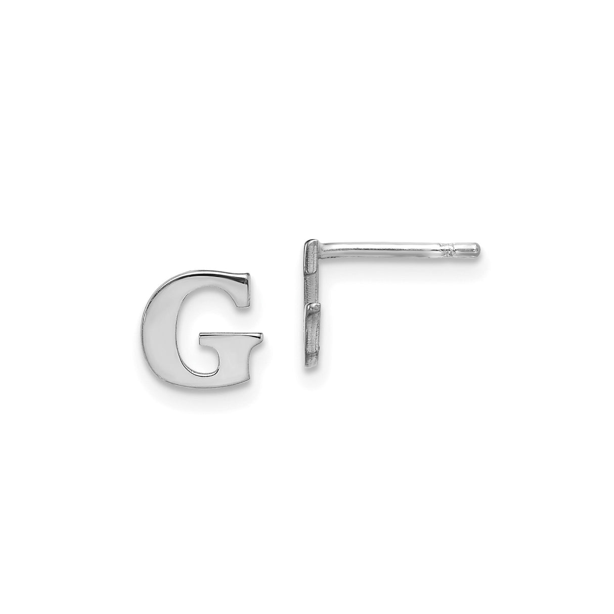 Sterling Silver Letter G Stud Earring, Polished Alphabet Design, Minimalist Monogram Jewelry