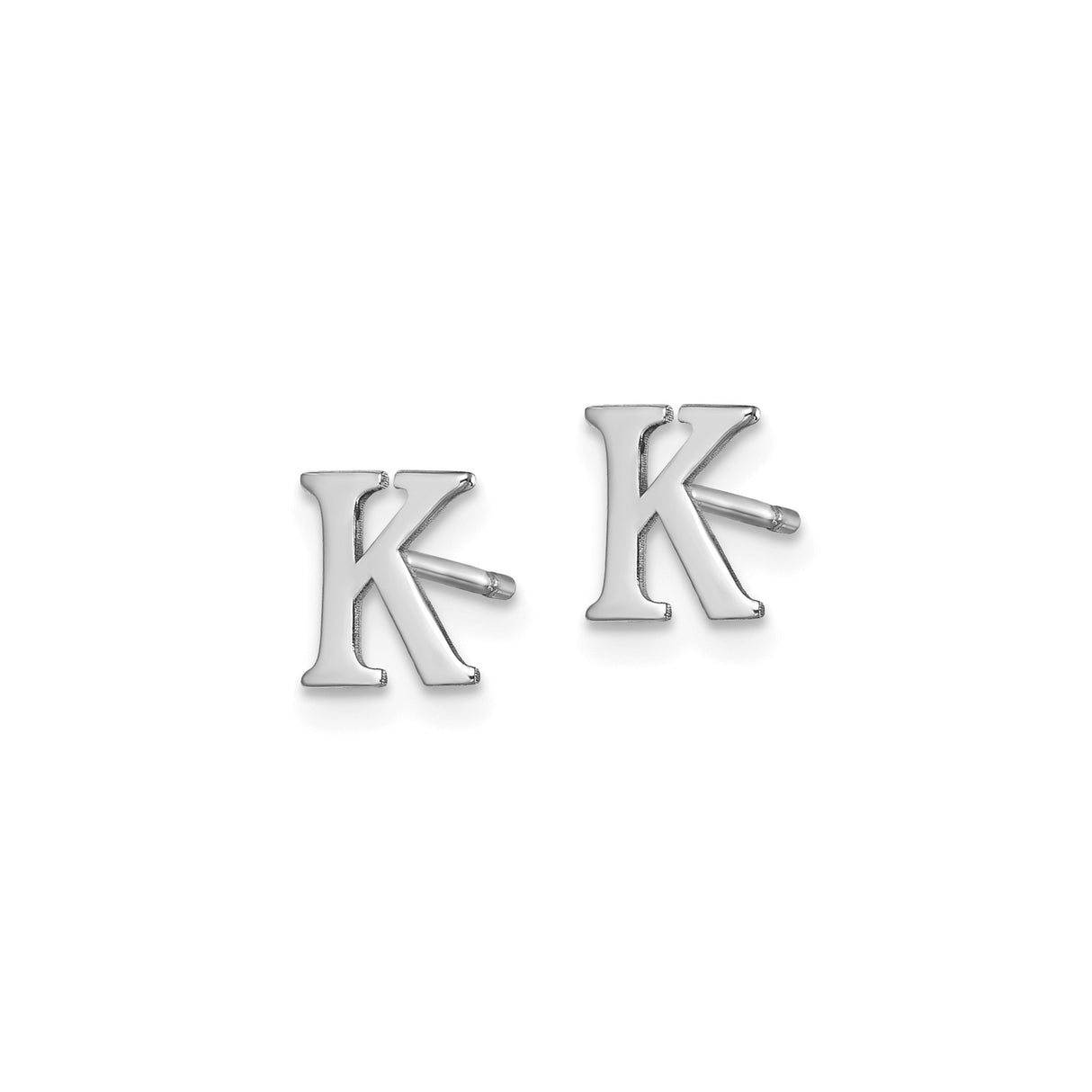 Sterling Silver Letter K Initial Stud Earrings, Minimalist Alphabet Jewelry, Unisex Design