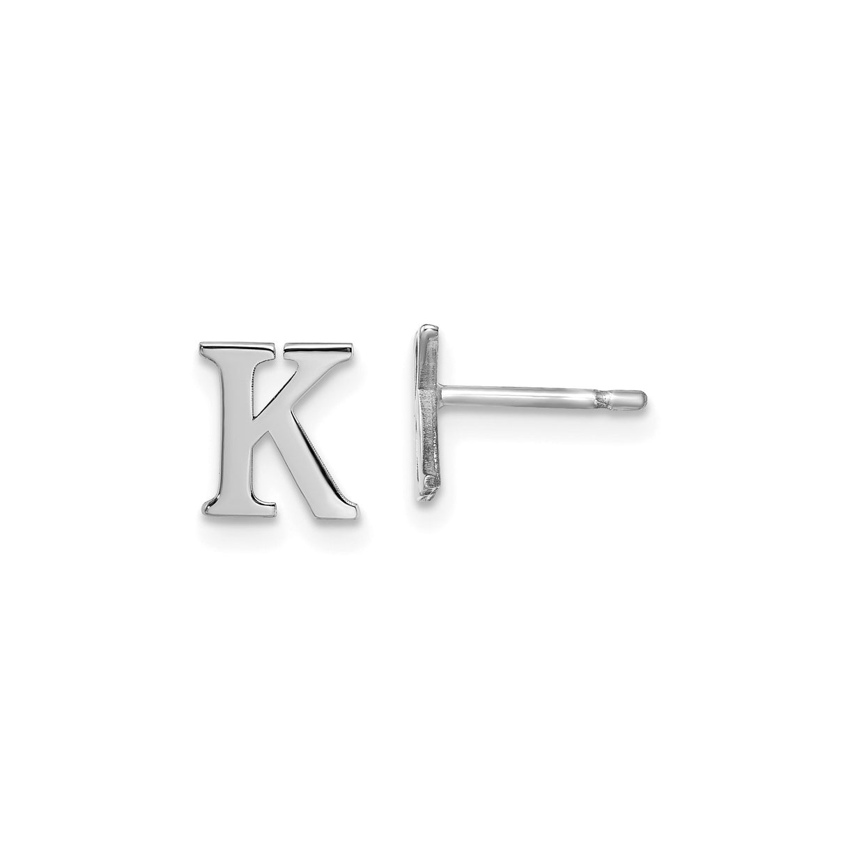 Sterling Silver Letter K Initial Stud Earrings, Minimalist Alphabet Jewelry, Unisex Design