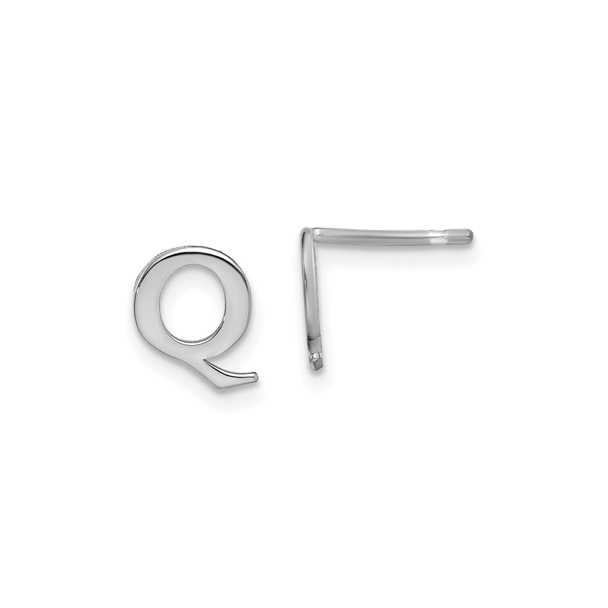 Sterling Silver Letter Q Stud Earrings, Polished Initial Monogram Alphabet Jewelry