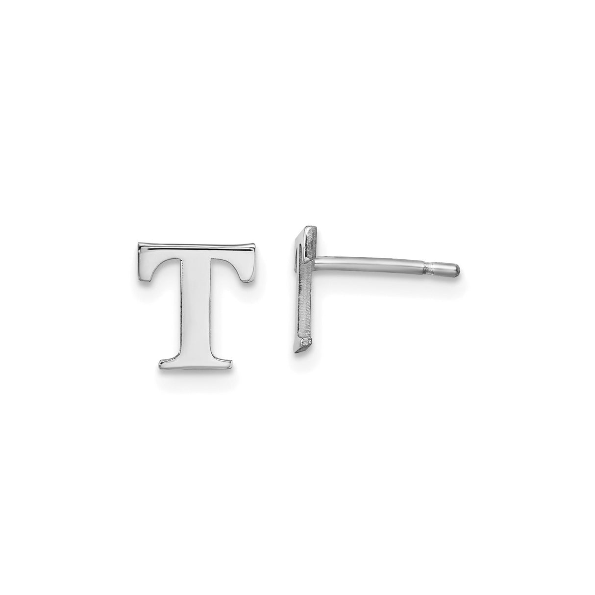 Sterling Silver Cufflinks with Initial T, Polished Block Letter Design for Men