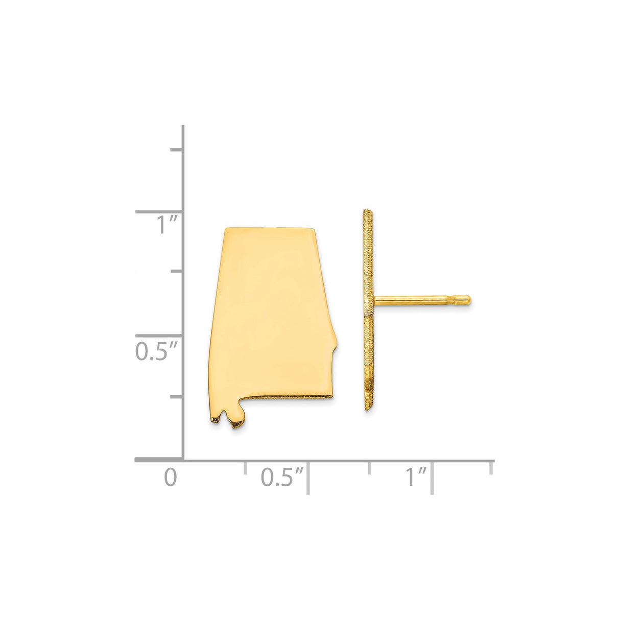 Sterling Silver Alabama State Stud Earrings, Minimalist Southern Map Outline Design