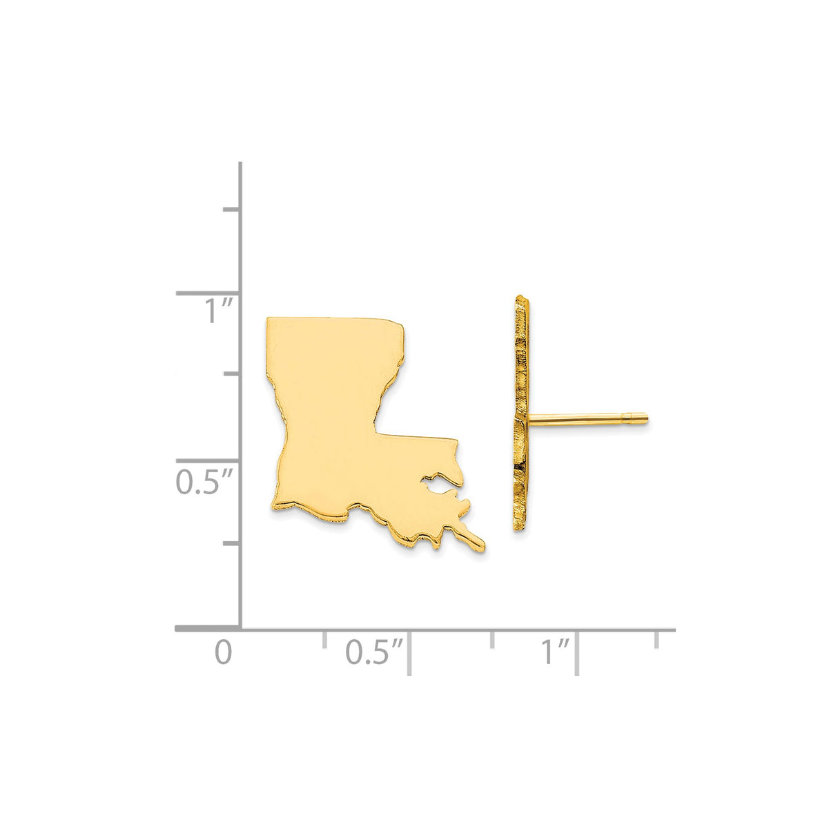 Sterling Silver Louisiana State Outline Stud Earrings, Minimalist USA Map Design