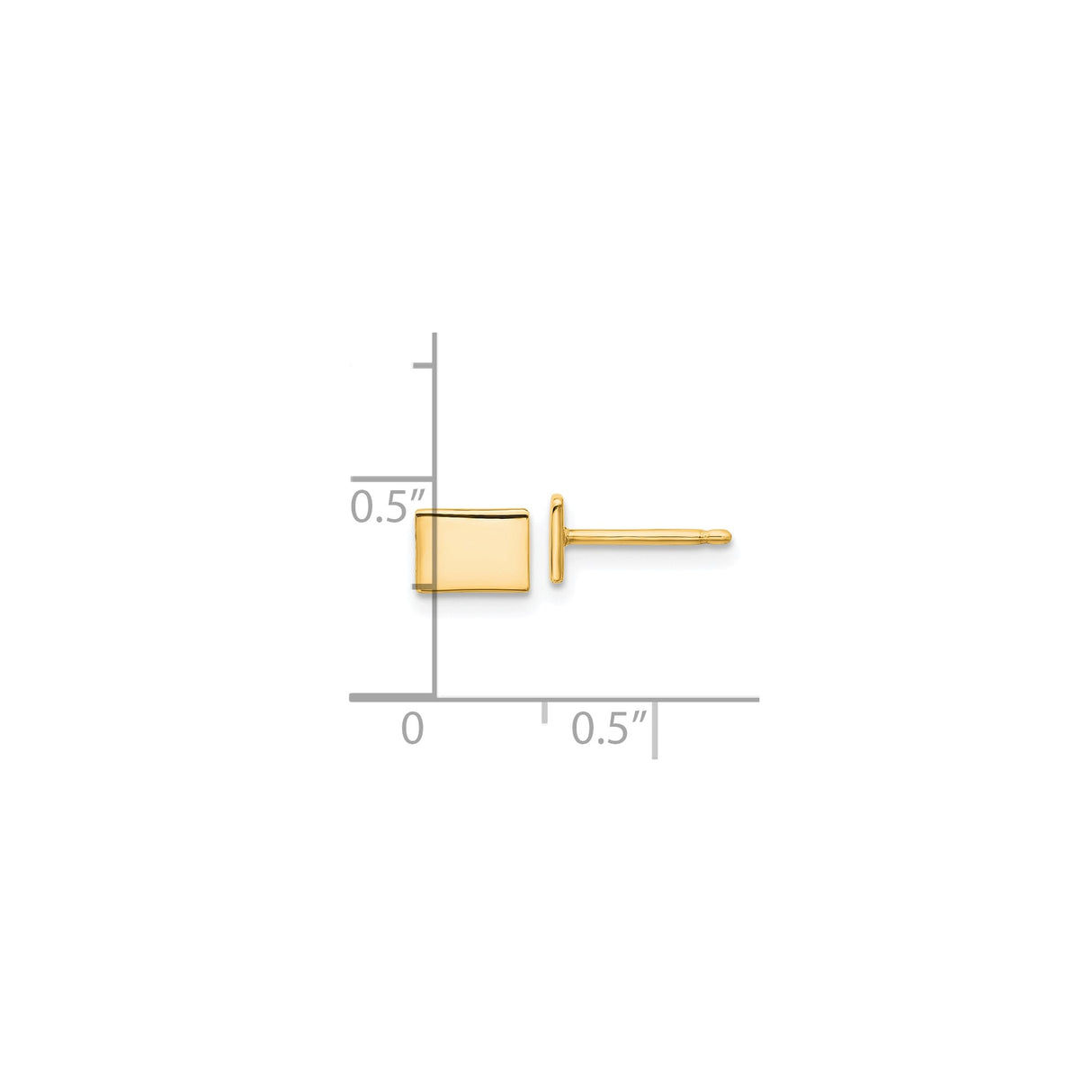 14k Yellow Gold Rectangular Cufflinks with Bullet Back Closure, Polished Finish for Men
