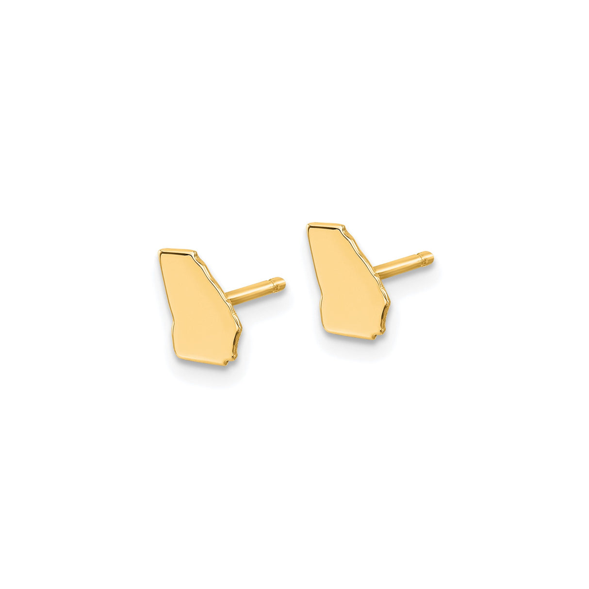 14k Yellow Gold Georgia Stud Earrings, Minimalist State Outline Design, Unisex Southern Jewelry