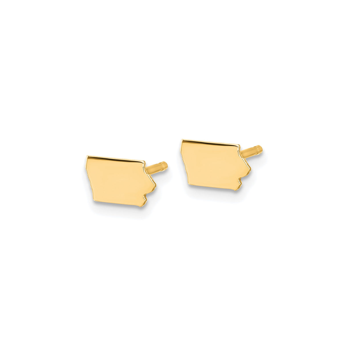 Sterling Silver Iowa Stud Earrings, Dainty State Outline Design, Minimalist Midwest Theme