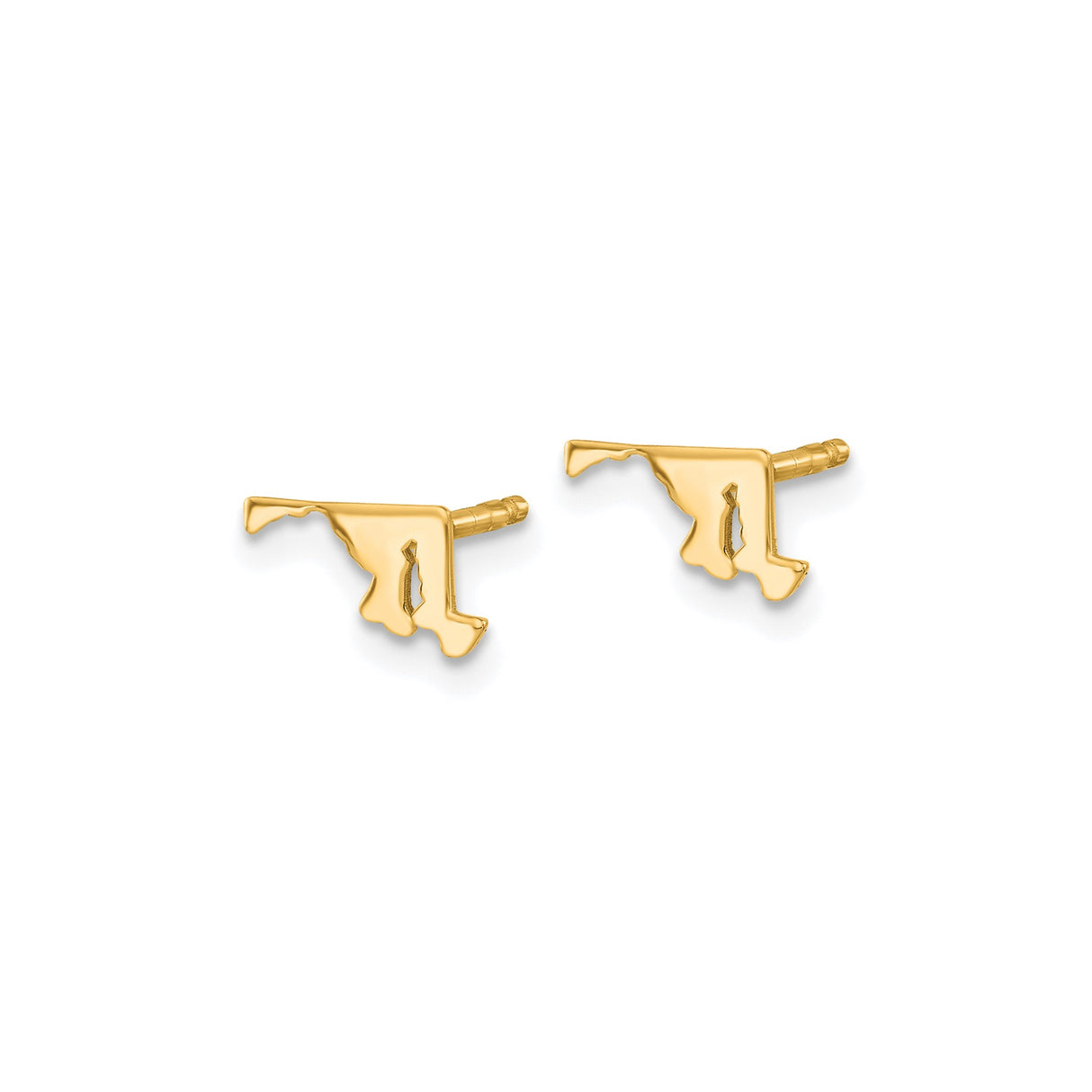 Sterling Silver Maryland State Outline Stud Earrings, Gold Plated, Minimalist Design
