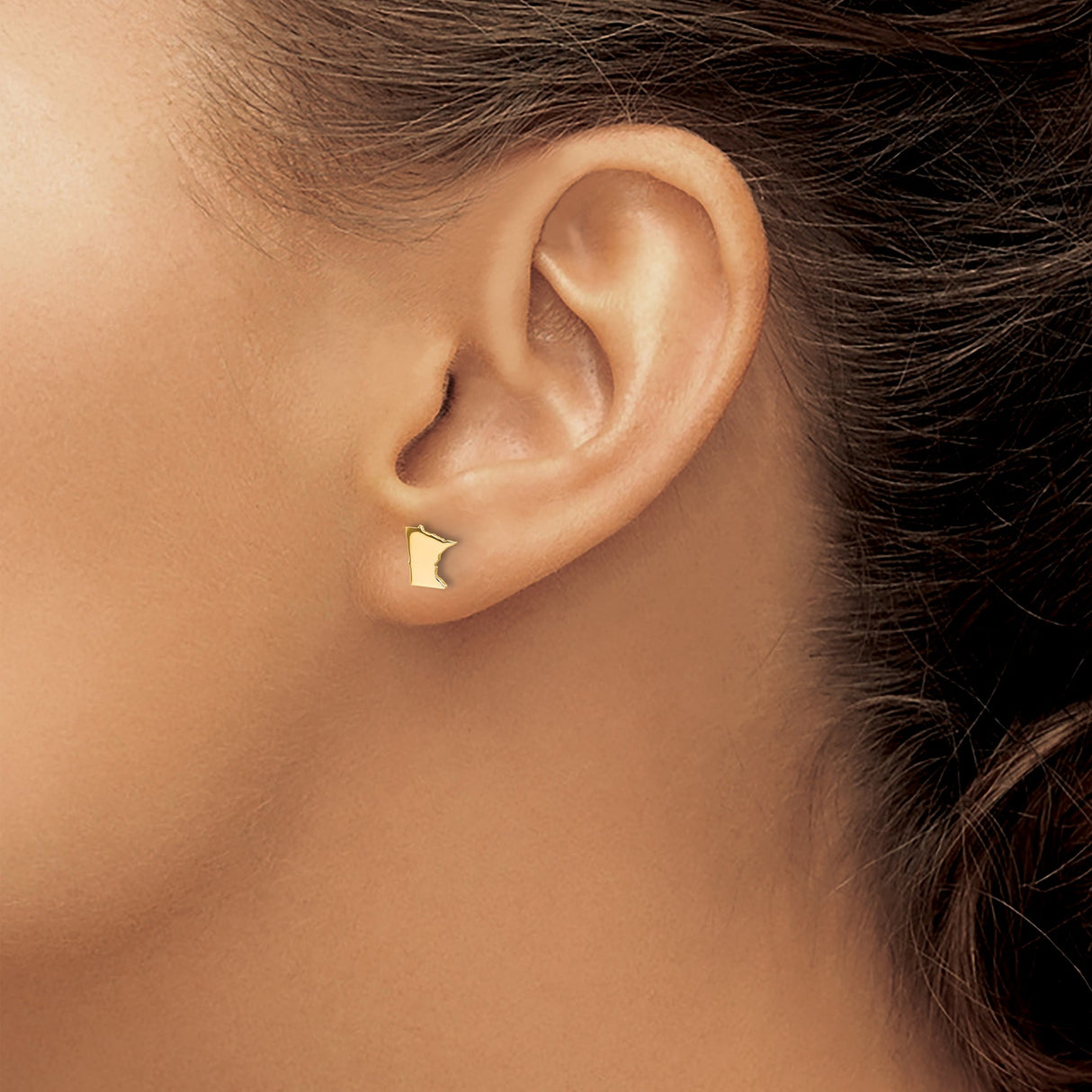 Sterling Silver Minnesota State Outline Stud Earrings, Gold Plated, Minimalist Midwest Jewelry
