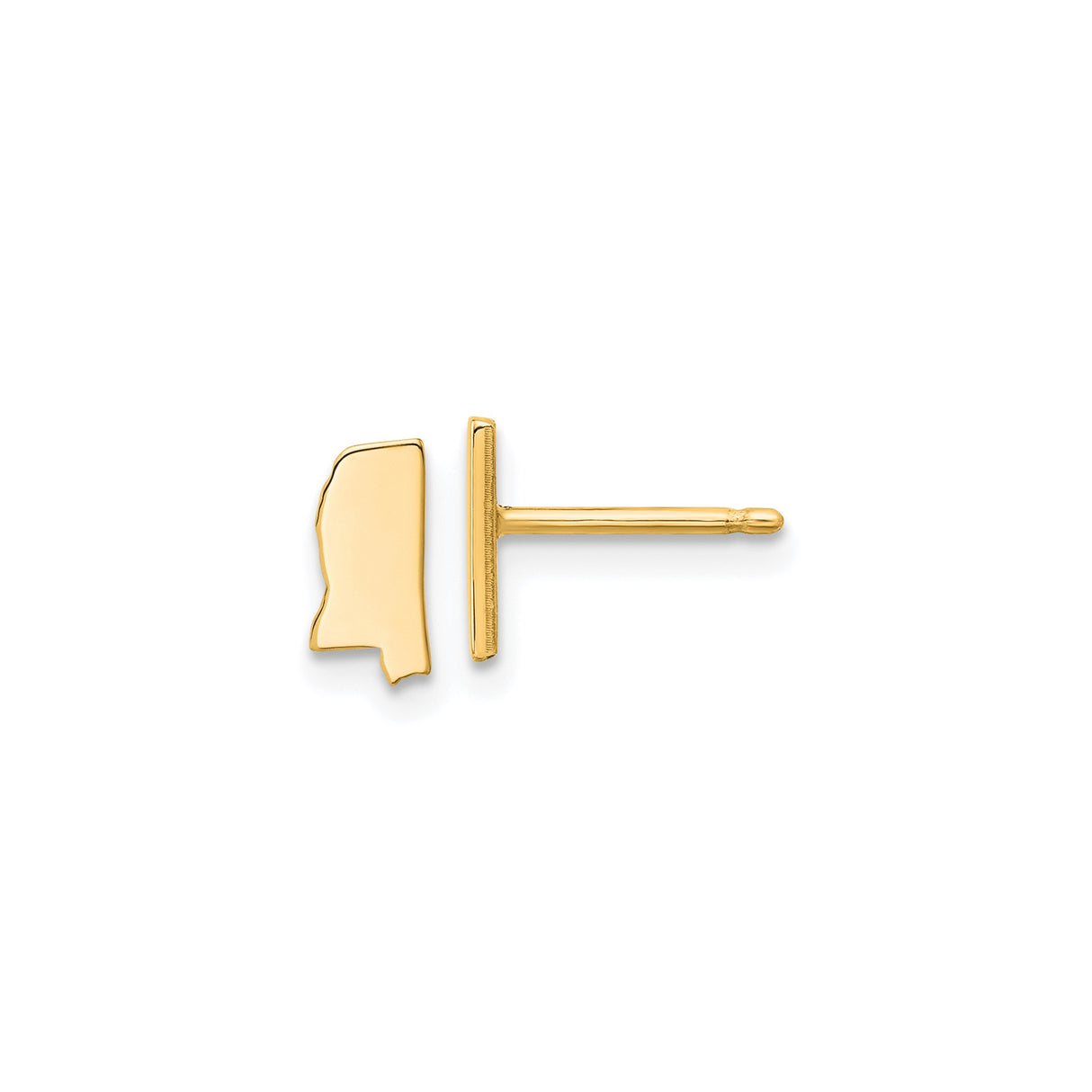 14k Yellow Gold Mississippi State Lapel Pin, Polished State Outline Design, Southern Pride Jewelry
