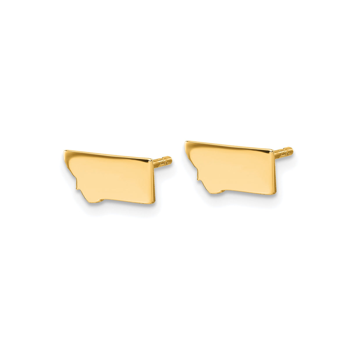 14k Yellow Gold Montana State Outline Stud Earrings, Minimalist Map Design
