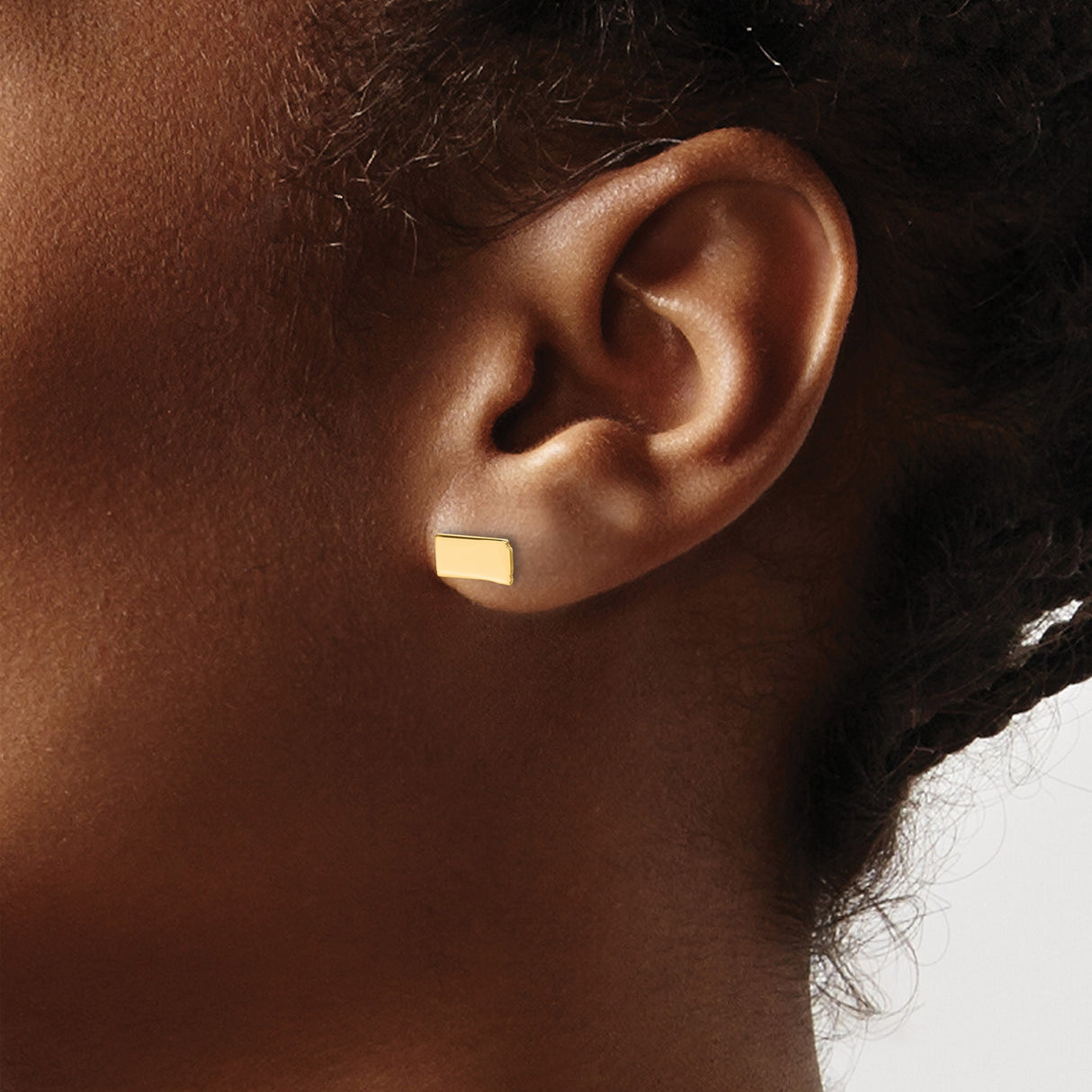 14k Yellow Gold Kansas Shaped Cufflinks, Polished Rectangle State Outline Design