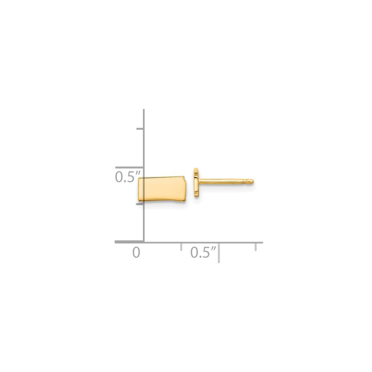 14k Yellow Gold Kansas Shaped Cufflinks, Polished Rectangle State Outline Design