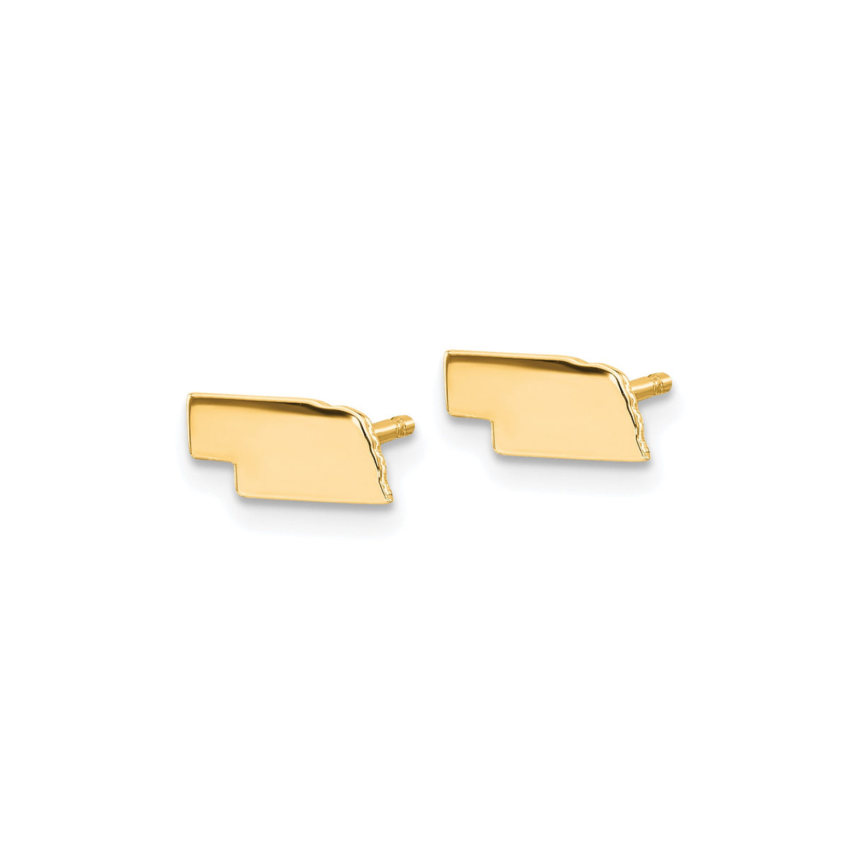 Sterling Silver Nebraska State Stud Earrings, Gold Plated Map Outline, Minimalist Unisex Jewelry