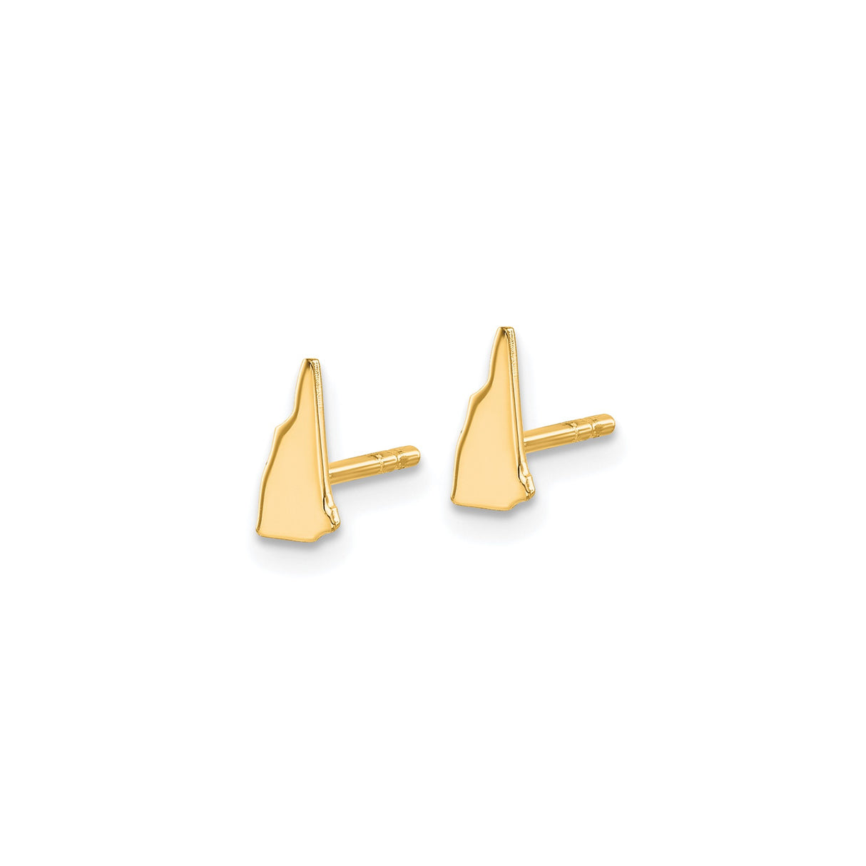 14k Yellow Gold New Hampshire Stud Earrings, Minimalist State Outline Design