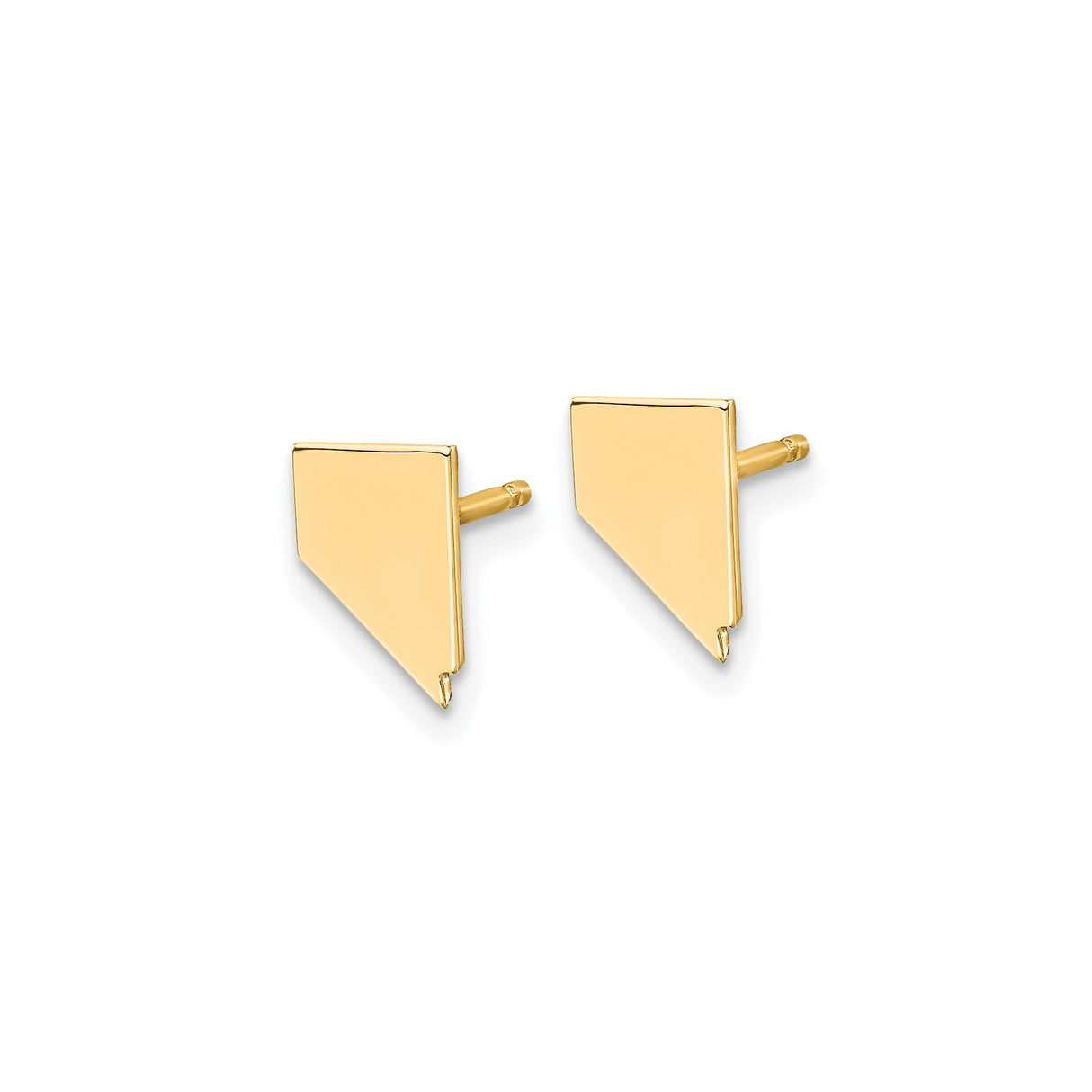 14k Yellow Gold Nevada Shaped Stud Earring, Minimalist State Outline Jewelry for Unisex Wear