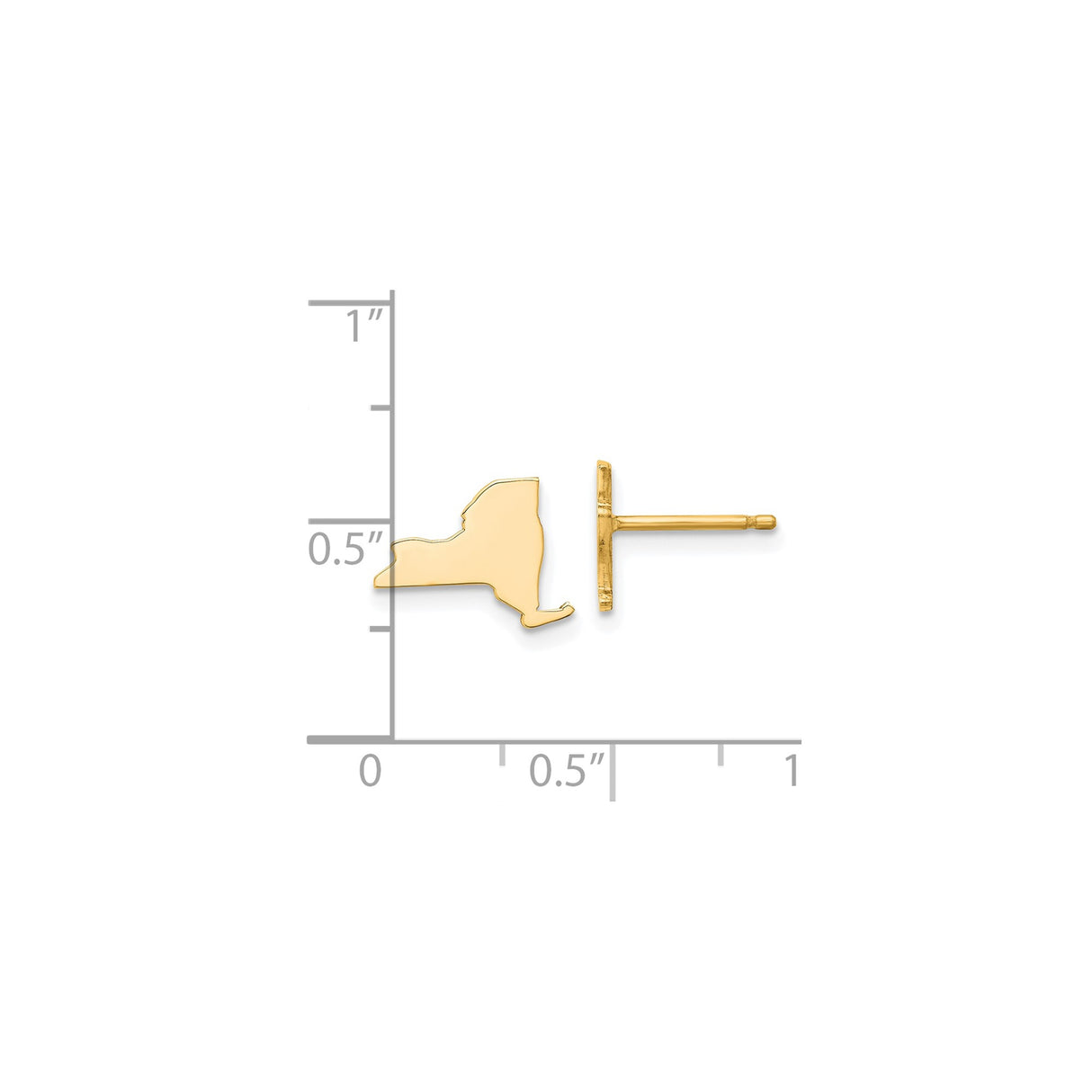 14k Yellow Gold New York State Cufflinks, Polished Silhouette Design for Men