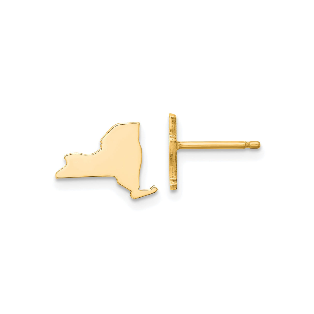 14k Yellow Gold New York State Cufflinks, Polished Silhouette Design for Men