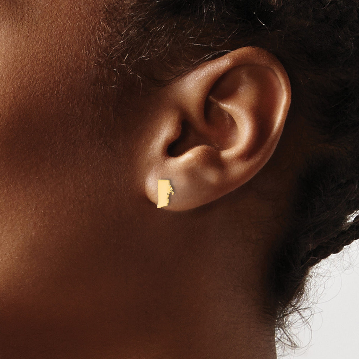 Sterling Silver Rhode Island Outline Stud Earrings, Minimalist Map Design for Women and Unisex