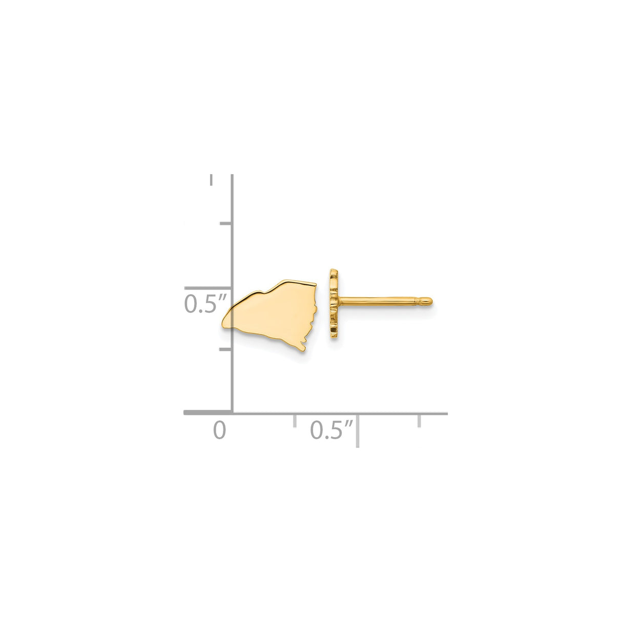 14k Yellow Gold Alabama State Outline Stud Earrings, Minimalist Southern Map Jewelry