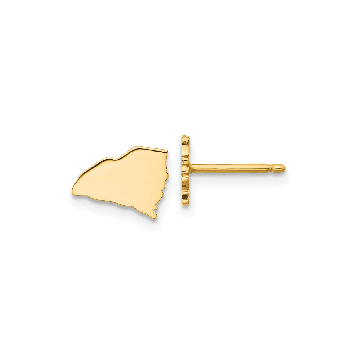 14k Yellow Gold Alabama State Outline Stud Earrings, Minimalist Southern Map Jewelry