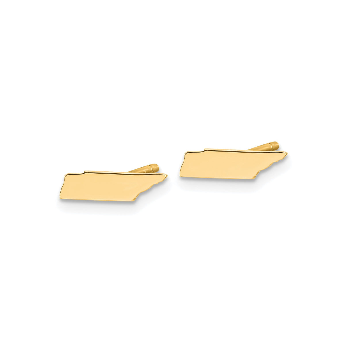 14k Yellow Gold Tennessee State Outline Earrings, Minimalist Studs, Southern USA Pride Jewelry