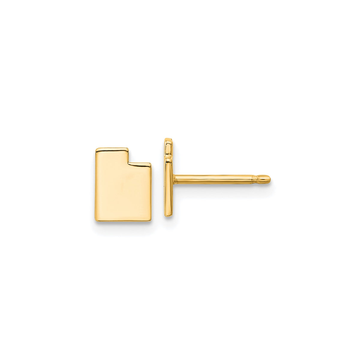 Sterling Silver Utah State Outline Stud Earrings, Gold Plated Minimalist Map Design