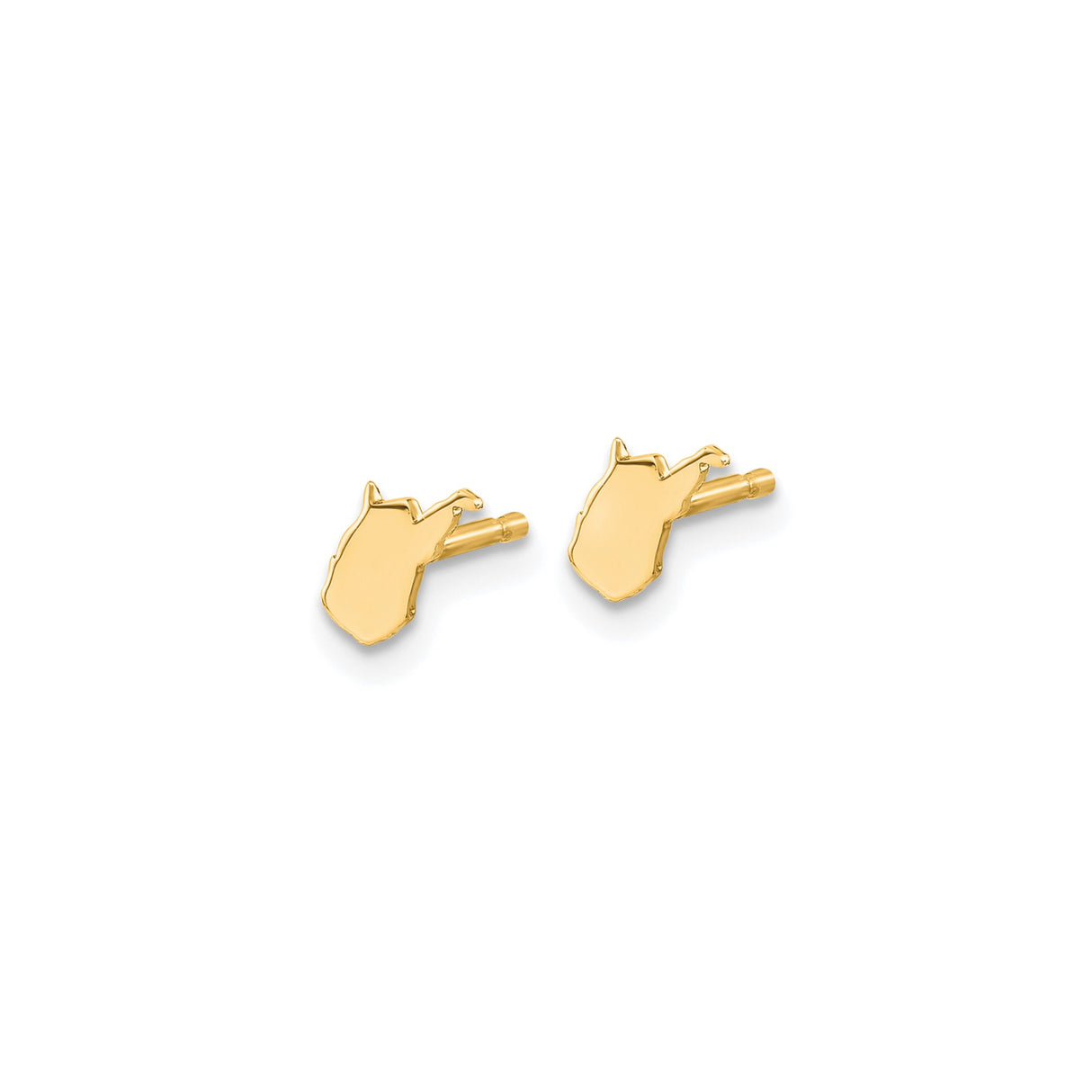 14k Yellow Gold West Virginia State Shaped Earrings, Minimal Studs for Women or Unisex Wear