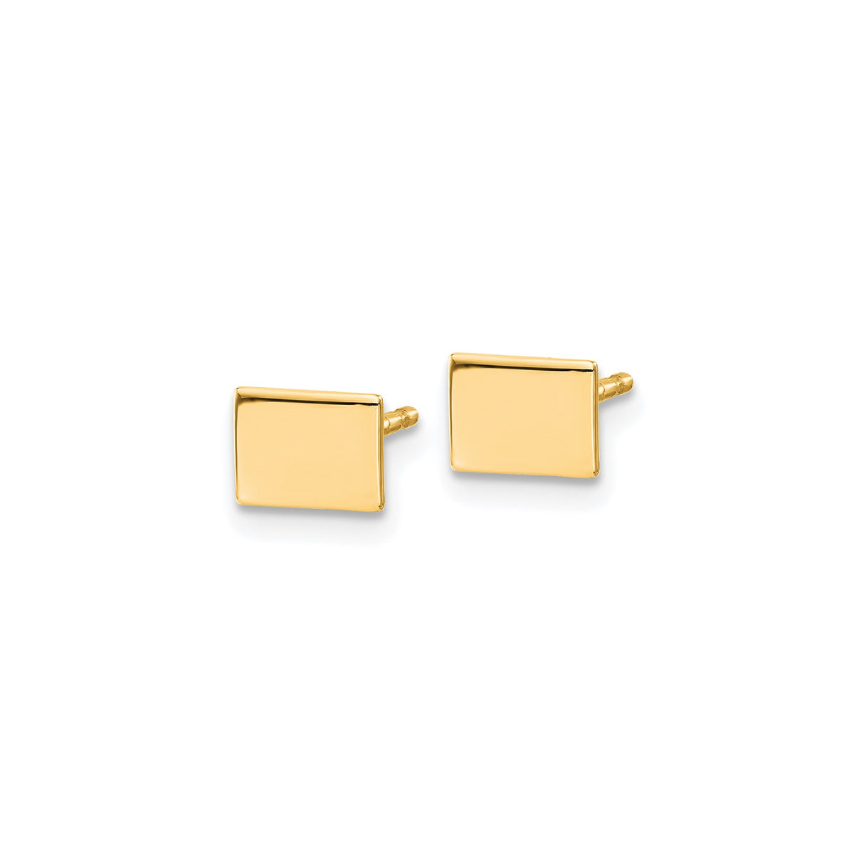 14k Yellow Gold Rectangular Cufflinks with Polished Finish, Classic Minimalist Design for Men