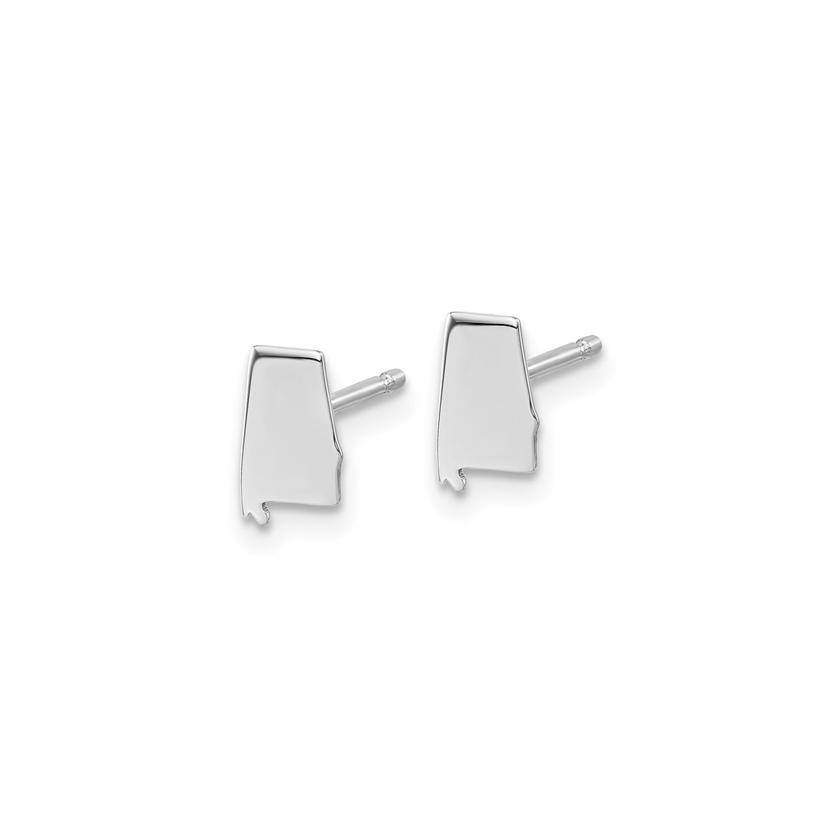 14k White Gold Alabama Outline Stud Earrings, Minimalist State Map Studs, Dainty Southern Jewelry